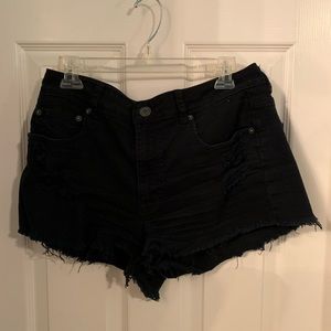 Black denim shorts